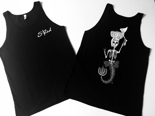 Black Unisex Mermaid Skeleton Tank