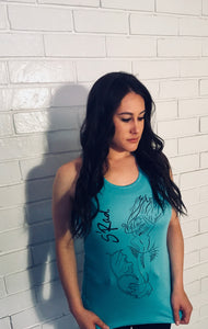 Woman’s Razorback Mermaid Tattoo Tank